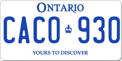 ON license plate CACO930