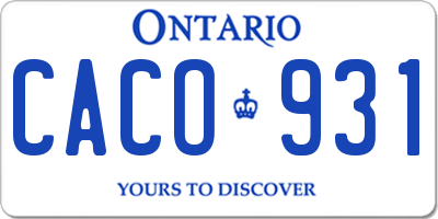 ON license plate CACO931