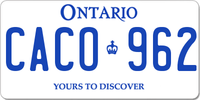 ON license plate CACO962