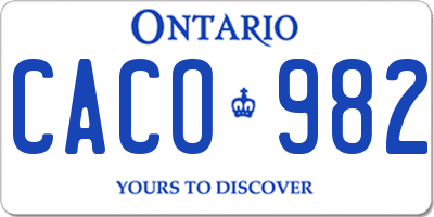 ON license plate CACO982