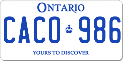 ON license plate CACO986