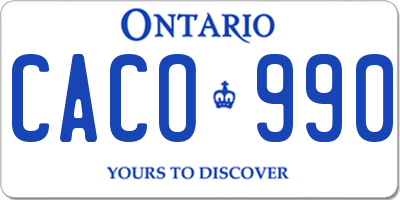 ON license plate CACO990