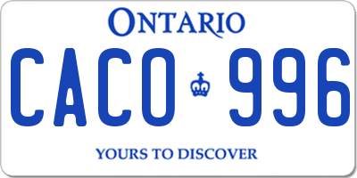 ON license plate CACO996