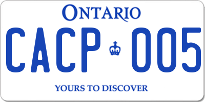 ON license plate CACP005