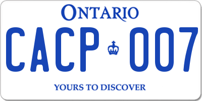 ON license plate CACP007