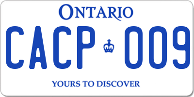 ON license plate CACP009