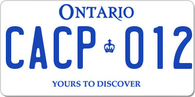 ON license plate CACP012