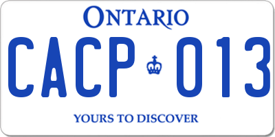 ON license plate CACP013