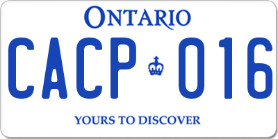 ON license plate CACP016