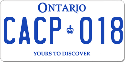 ON license plate CACP018