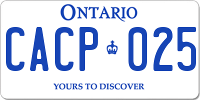 ON license plate CACP025