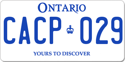 ON license plate CACP029