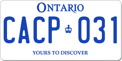 ON license plate CACP031