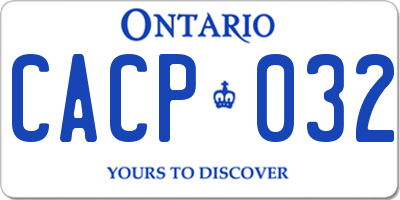 ON license plate CACP032