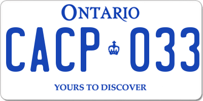 ON license plate CACP033