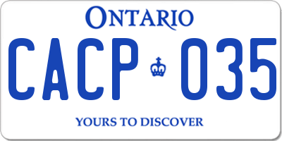 ON license plate CACP035