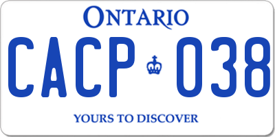 ON license plate CACP038