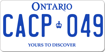 ON license plate CACP049