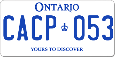 ON license plate CACP053