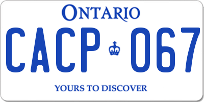 ON license plate CACP067