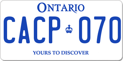 ON license plate CACP070