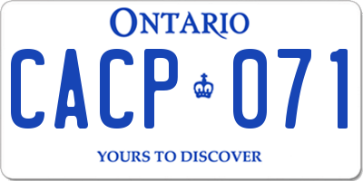 ON license plate CACP071