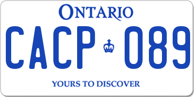 ON license plate CACP089