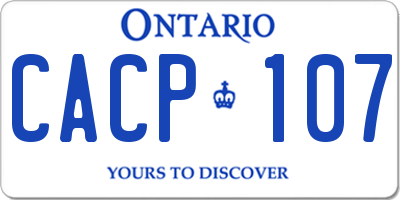 ON license plate CACP107