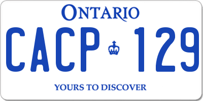 ON license plate CACP129