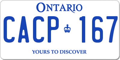 ON license plate CACP167