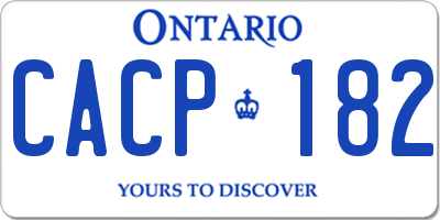 ON license plate CACP182