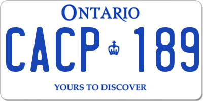 ON license plate CACP189