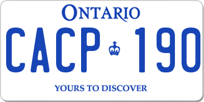 ON license plate CACP190