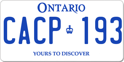 ON license plate CACP193