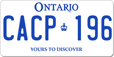 ON license plate CACP196