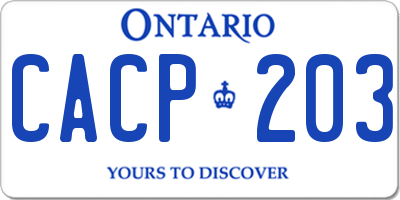 ON license plate CACP203