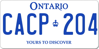 ON license plate CACP204