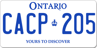 ON license plate CACP205