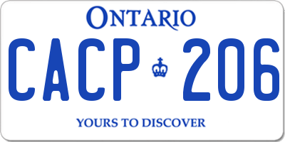 ON license plate CACP206