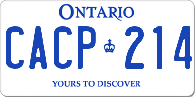 ON license plate CACP214