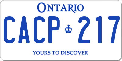 ON license plate CACP217