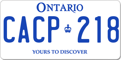 ON license plate CACP218