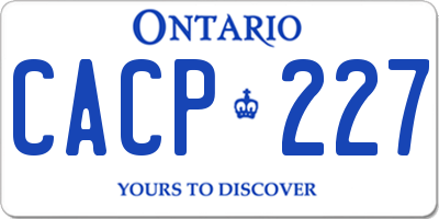 ON license plate CACP227