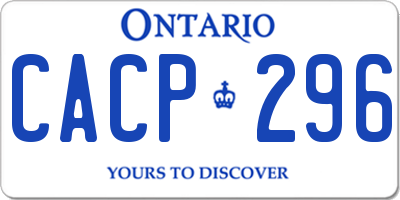 ON license plate CACP296