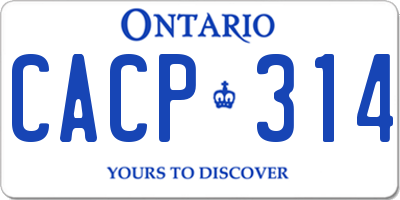 ON license plate CACP314