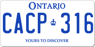 ON license plate CACP316