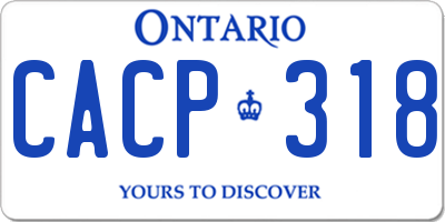 ON license plate CACP318