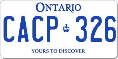 ON license plate CACP326