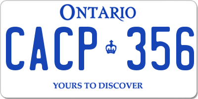 ON license plate CACP356