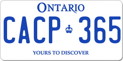 ON license plate CACP365